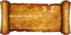 Wunderlich Erik névjegykártya